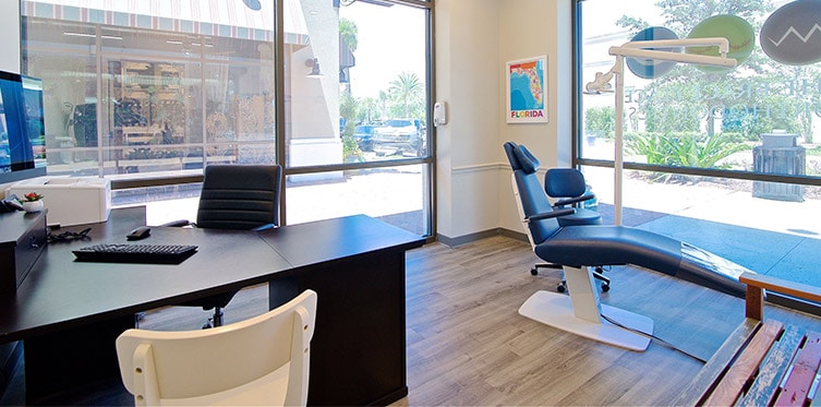 dental office with dental chair and office area